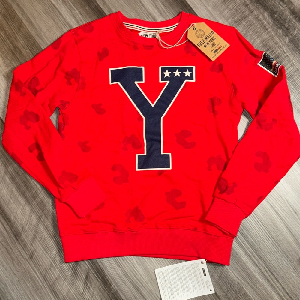 NEW Fred Mello New York red sweatshirt women’s XS animal print NWT